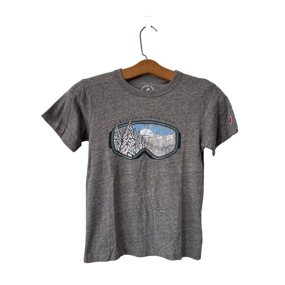 League 91 Big Sky Montana Snow Goggles TShirt Kids Medium Gray Casual Basic NEW - Picture 1 of 8